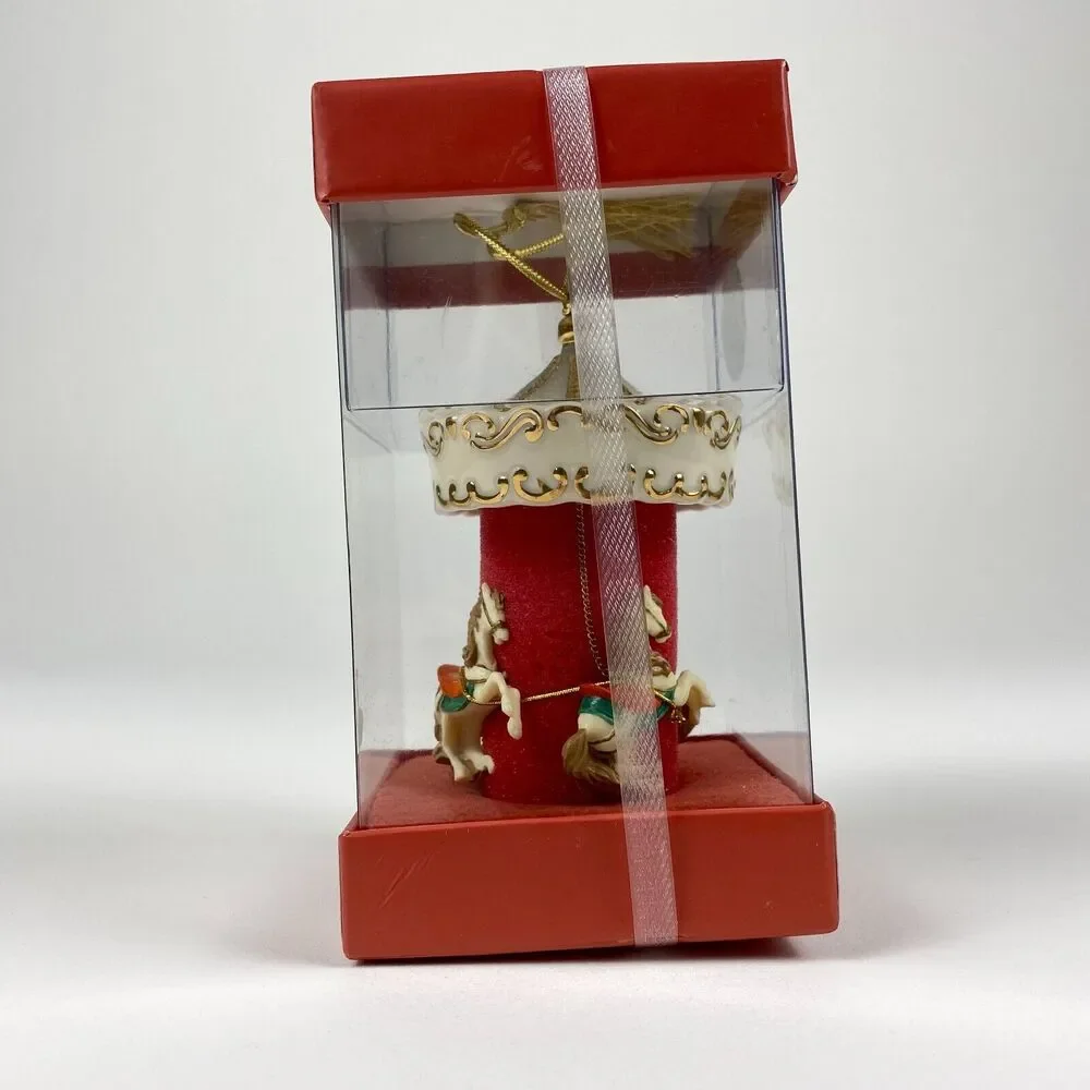 NEW Lenox Carousel Boxed Christmas Ornament Porcelain Horses 2000 NOS SEALED